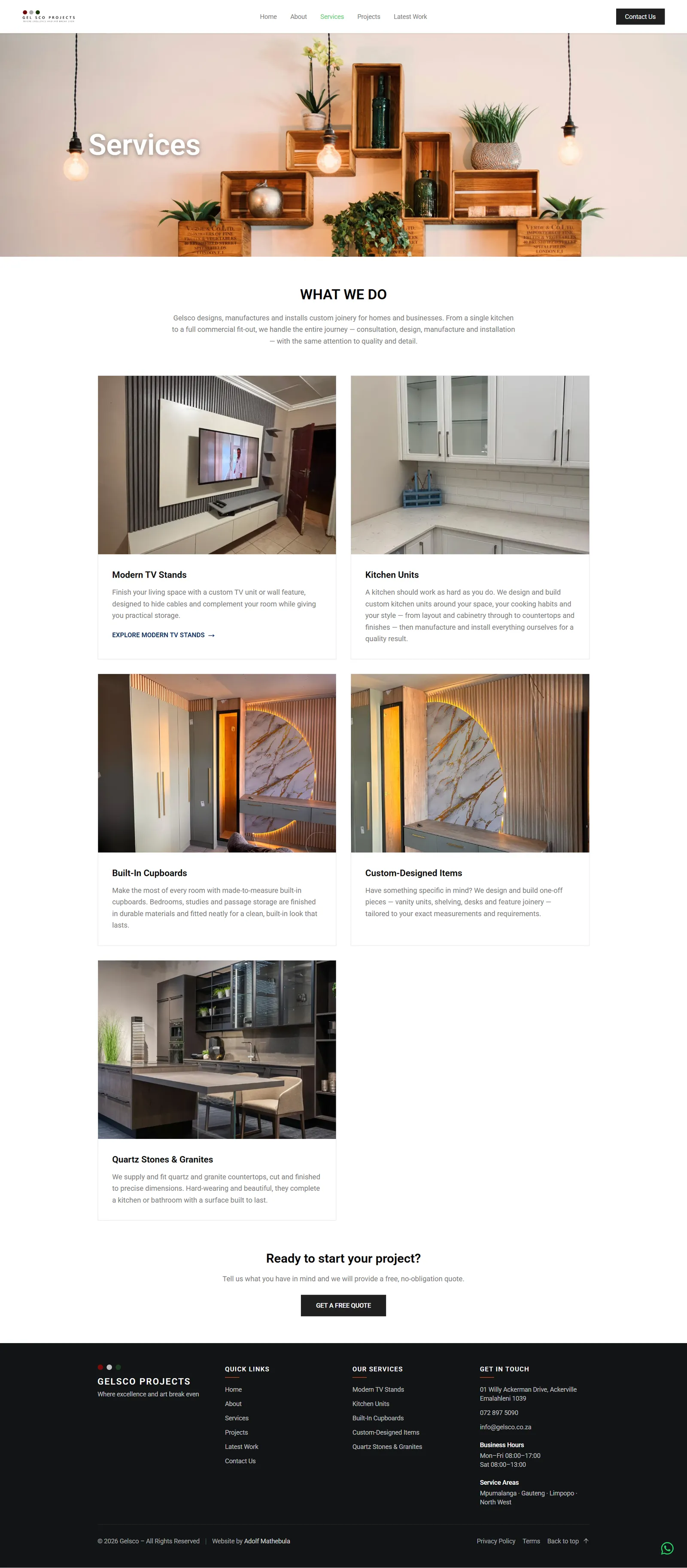 The Gelsco services page